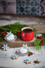 Christmas decoration. Stylish Christmas cookies. Christmas post cards.