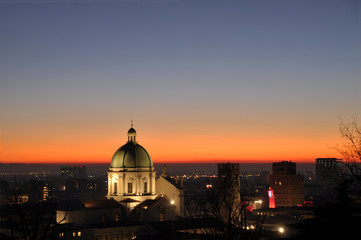 Panoramic view of the city of Brescia with the light of the sunset - Lombardy - Italy 001