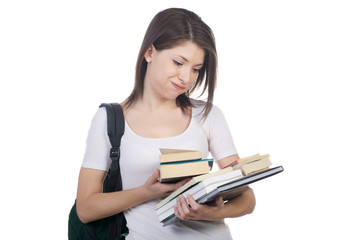 bored student shot in studio background