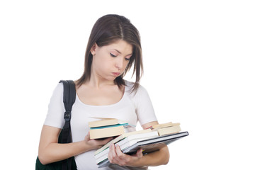 bored student shot in studio background