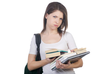 bored student shot in studio background