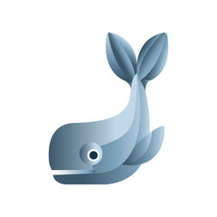 Whale fish, stylized geometric animal low poly design