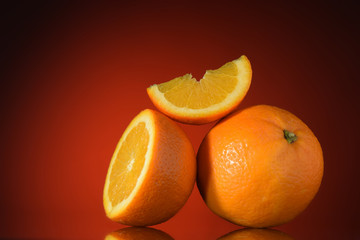 Oranges, juice, splashes of water