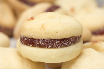 Traditional Brazilian guava paste cookies called goiabinha close 1