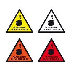 Caution danger warning risk of explosion explosive atmosphere sign set