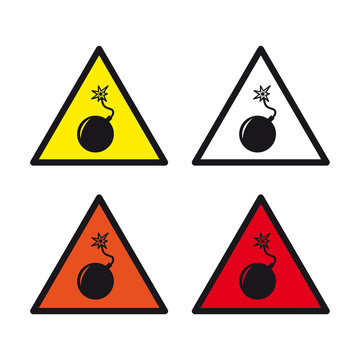 Caution Danger Warning Risk Of Explosion Explosive Atmosphere Sign Set