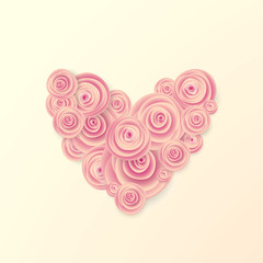 Heart of bright pinc roses.