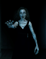 3d illustration,Scary ghost woman in the dark,Horror background