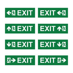 Fire exit emergency sign set