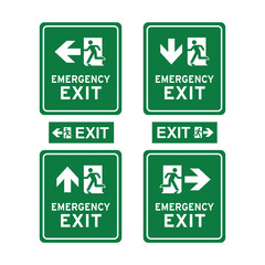Fire exit emergency sign set