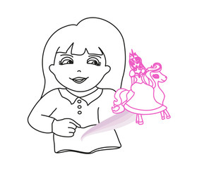 Little girl reading magic book