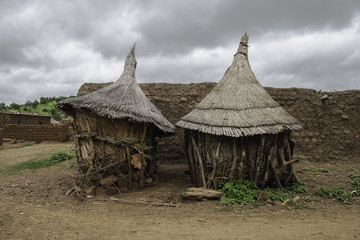 Two granaries in a village in Burkina Faso (West Africa)