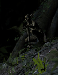3d illustration of Scary monster out from the dark forest 