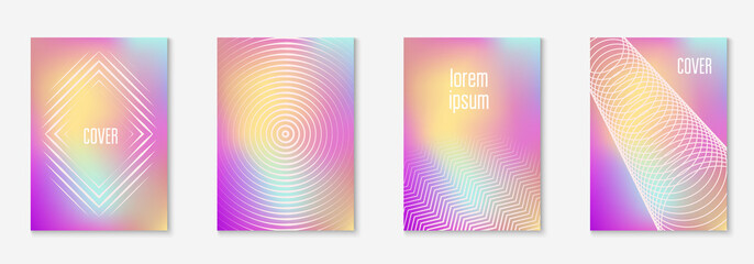 Minimal trendy covers. Vector halftone gradients. Geometric future template for flyer, poster, brochure and invitation. Minimalistic colorful cover. Set of EPS 10 illustration.