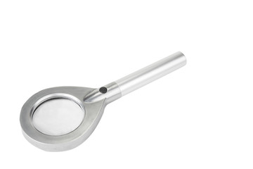 Magnifying glass with led lights on the white background.