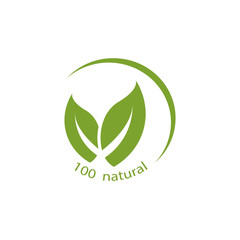 100% natural label, with curves, get beautiful logos. Vector illustrations