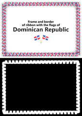 Frame and border of ribbon with the Dominican Republic flag for diplomas, congratulations, certificates. Alpha channel. 3d illustration
