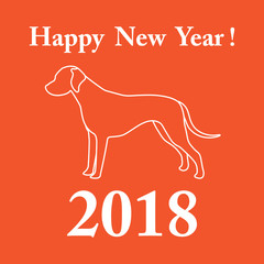 Dalmatian silhouette and inscription happy new year.