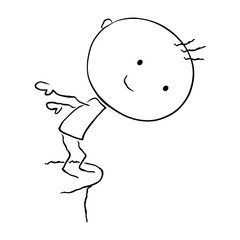 Little boy is preparing to jump off the shore