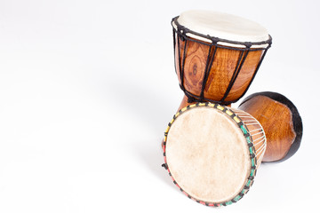 Fototapeta na wymiar Two djemb drums isolated on white