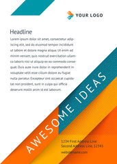 Abstract design cover banner template, magazine, flyers, flyer, with logo and place under the text. Geometric shapes, squares, triangles, lines. Vector illustration in a modern flat style.