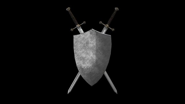 Medieval Sword And Shield Forming a Symbol in Alpha Channel