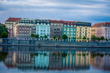 reflections on Prague waterfront