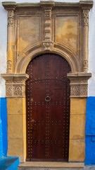 Blue Traditional Door in Old Medina, Morocco