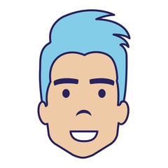young man head avatar character vector illustration design