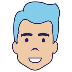 young man head avatar character vector illustration design