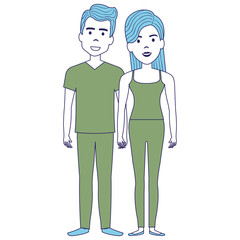 lovers couple avatars characters vector illustration design
