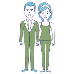 lovers couple avatars characters vector illustration design