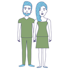 lovers couple avatars characters vector illustration design