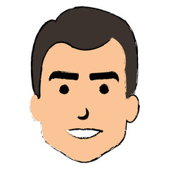 young man head avatar character vector illustration design