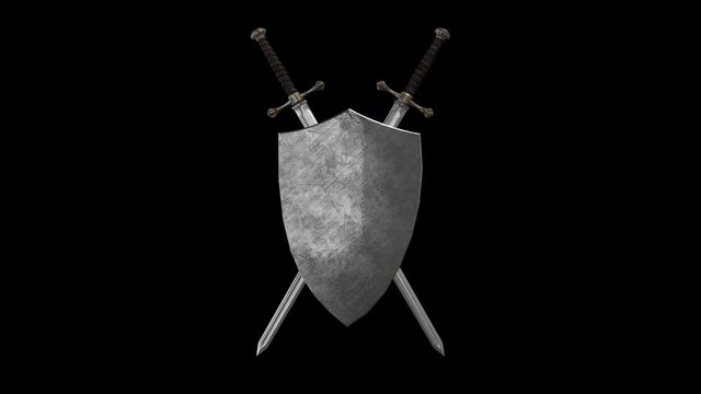 Swords And Shield Forming a Symbol in Alpha Channel