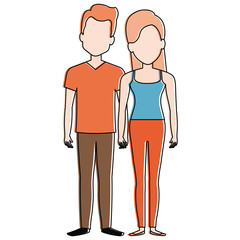 lovers couple avatars characters vector illustration design