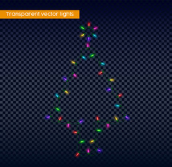 Multicolor trasnparent christmas pine tree lights