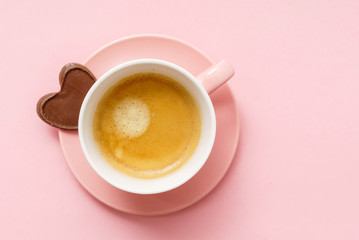 coffee with chocolate hearts