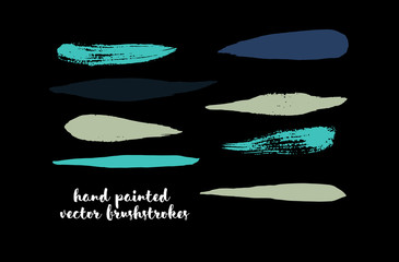Graffiti Lines. Hand Painted Blue Buttons, Turquoise Highlights. Vector Brushstrokes or Banners. Textured Doodles or Smears. Background Turquoise Swatch Collection Vintage Logo Element. Scribble Paint