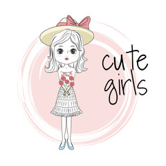 Cute girl cartoon icon vector illustration graphic design