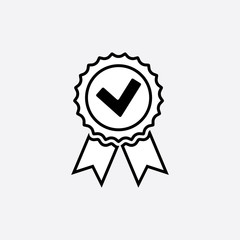 Approved or certified medal icon in a flat design. Rosette icon. Award vector