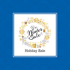 Winter Sale Poster in Frame Made of Snowflakes