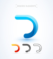 Vector abstract letter D logo template. Material design, origami, line art style.