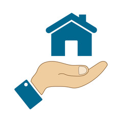 icons in the form of a house with human hand