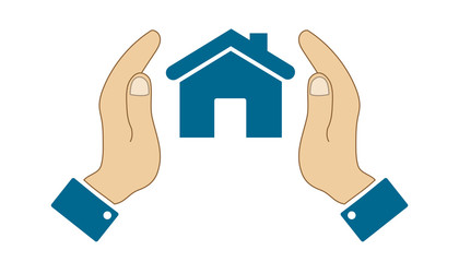 icons in the form of a house with human hand