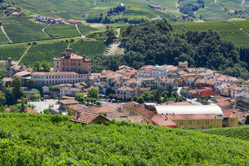 Fototapeta na wymiar Barolo medieval town in Piedmont on Langhe hills, Italy in summer