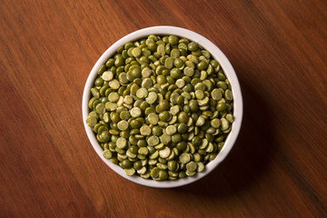 lentils on wood background