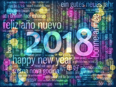 HAPPY NEW YEAR 2018 Tag Cloud Greeting Card 