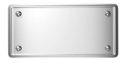 Zelfklevend Fotobehang Metal steel plate with bolts isolated on white background. 3d illustration © Rawf8