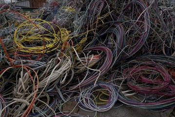 Scrapyard recycling center creates beautiful landscapes from waste metal- cars, refrigerators and cranes with claws